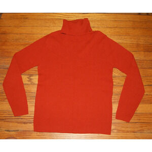 Vintage 70s SEARS Orlon Acrylic Rust Orange Adult Large Turtleneck Sweater